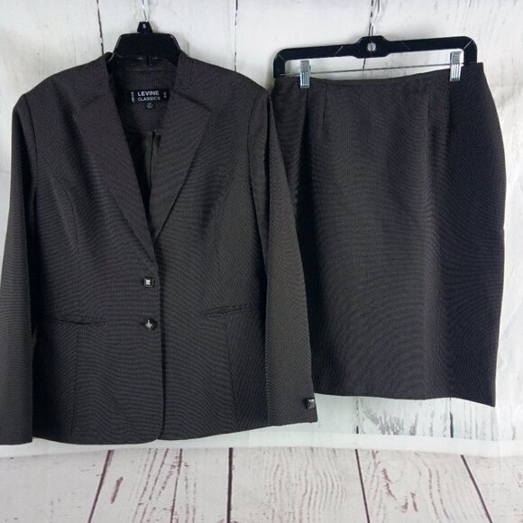 Larry Levine Classics Women's 10P 2 Btn Brown Pinstripe 3pc Pants Skirt … - Picture 3 of 16